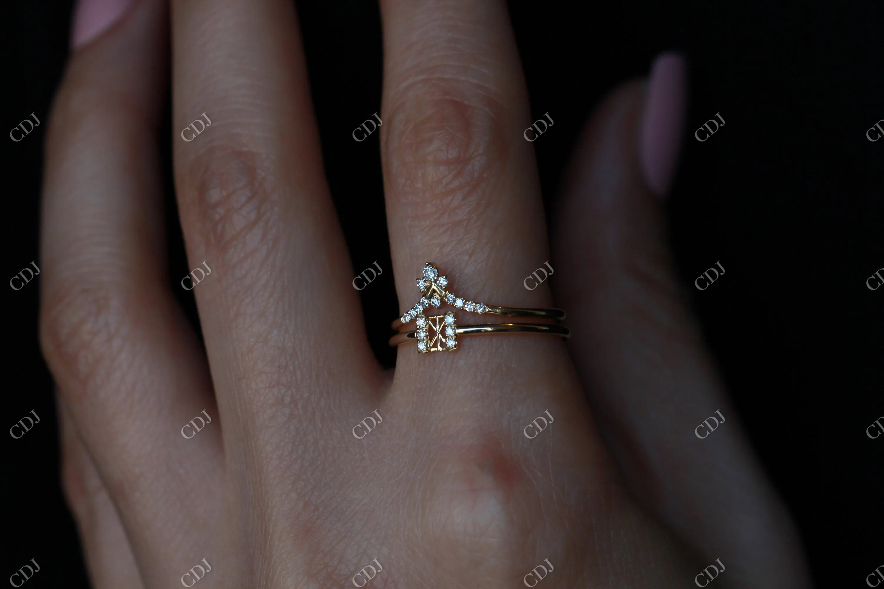 0.03CTW Round Shape Moissanite Stacking Wedding Ring