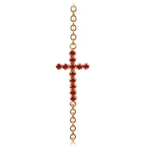 0.3 Carat 14K Solid Rose Gold Cross Bracelet Natural Ruby