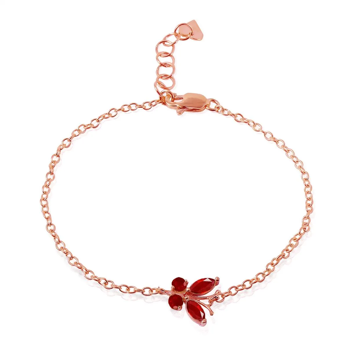 0.6 Carat 14K Solid Rose Gold Butterfly Bracelet Ruby