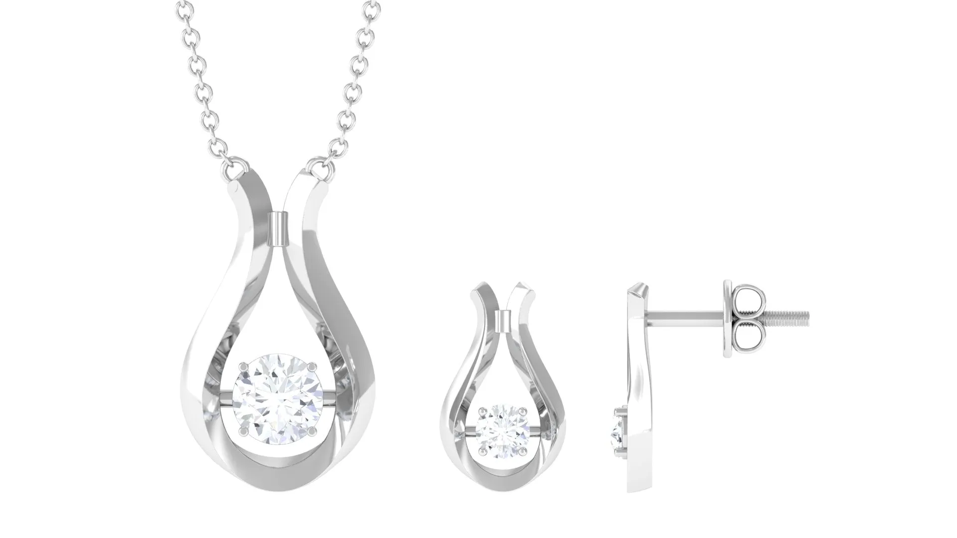 0.75 CT Cubic Zirconia Gold Teardrop Minimal Jewelry Set