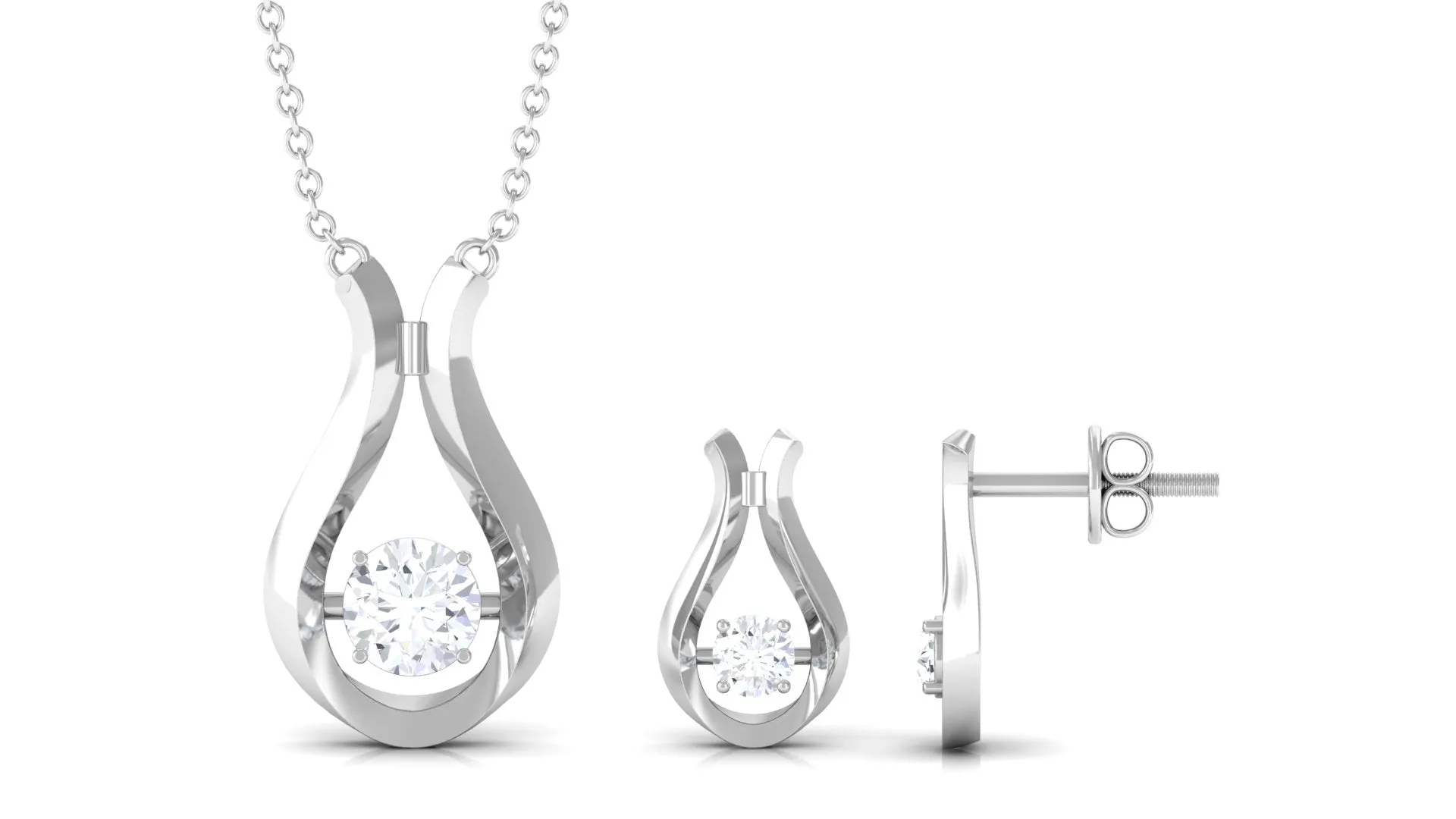 0.75 CT Cubic Zirconia Gold Teardrop Minimal Jewelry Set