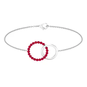 0.75 CT Round Cut Ruby Interlock Chain Eternity Bracelet in Prong Setting