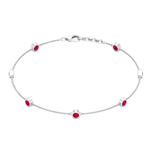 1 CT Bezel Set Ruby Station Chain Bracelet in Gold