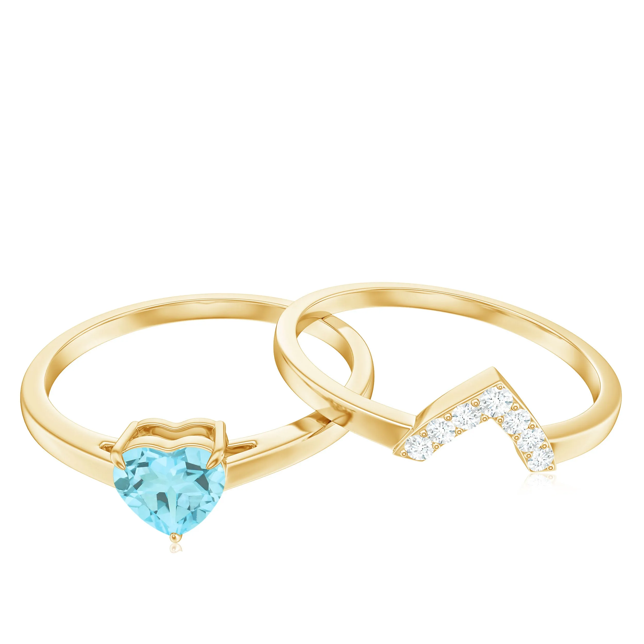 1 CT Real Sky Blue Topaz and Diamond Ring Set