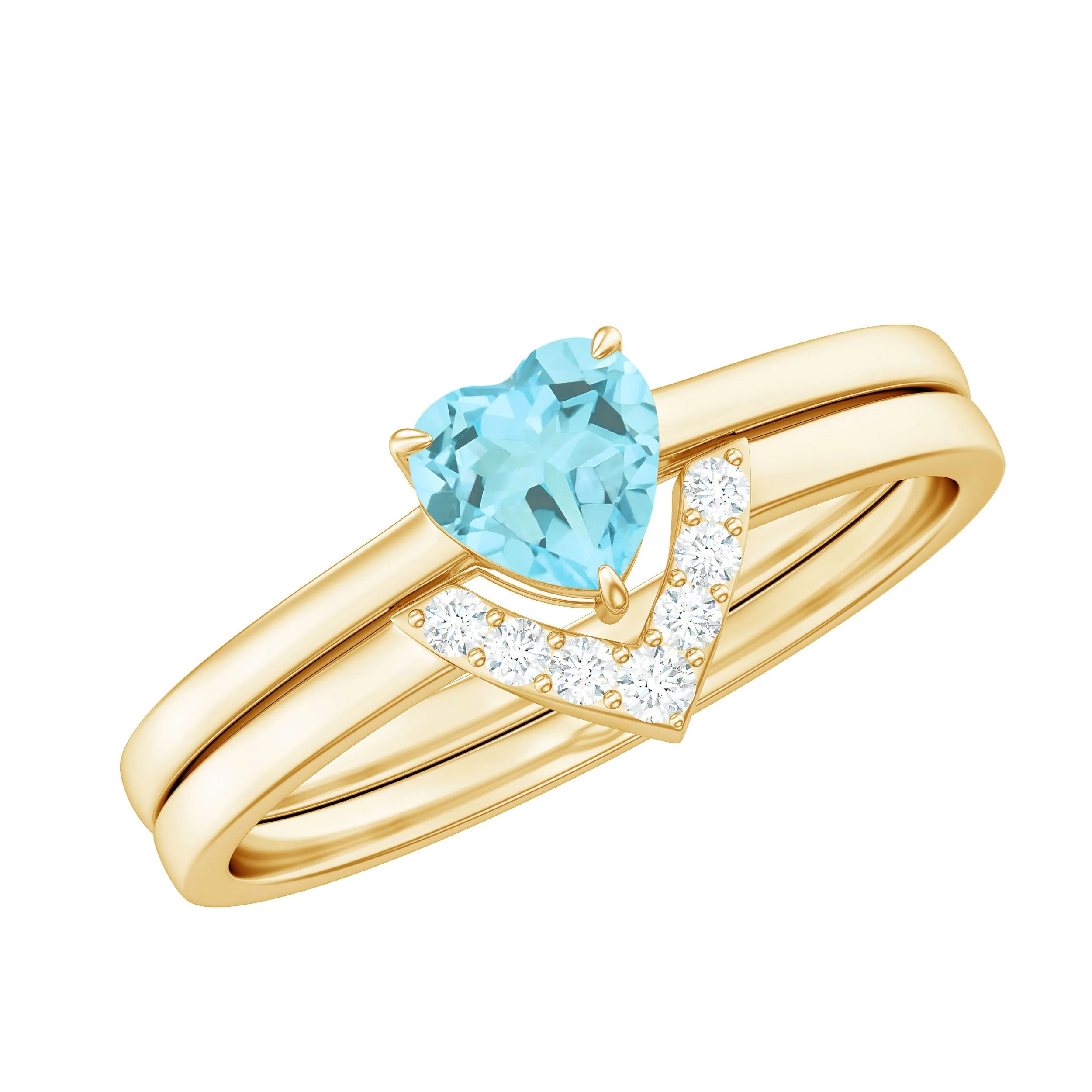 1 CT Real Sky Blue Topaz and Diamond Ring Set