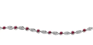 10k White Gold Diamond and Ruby Bracelet