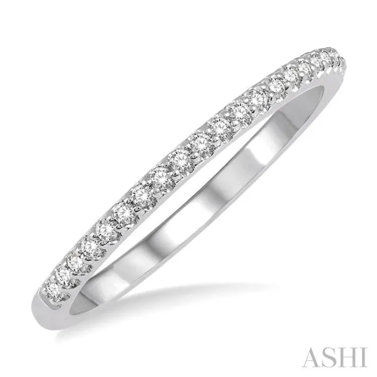 1/10 ct Round Cut Diamond Wedding Band in 14K White Gold