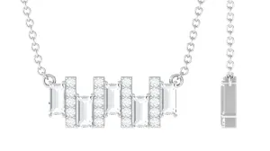 1.25 CT Baguette and Round Cubic Zirconia Bar Necklace in Gold