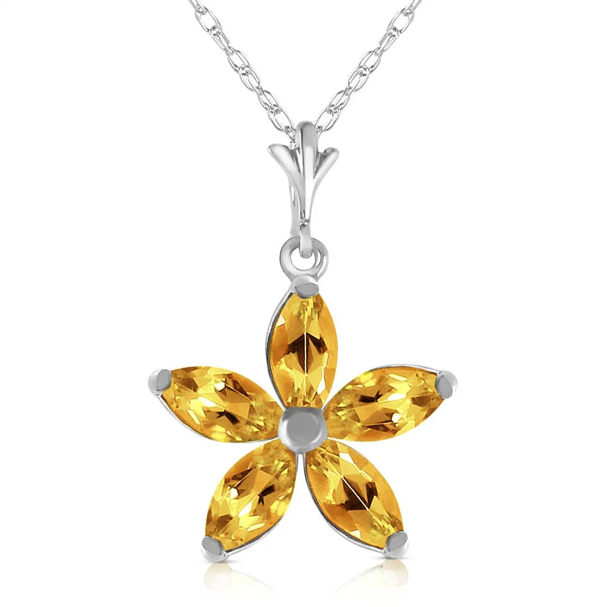 1.4 Carat 14K Solid White Gold Cheer In My Heart Citrine Necklace