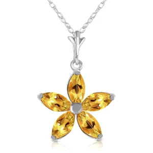 1.4 Carat 14K Solid White Gold Cheer In My Heart Citrine Necklace