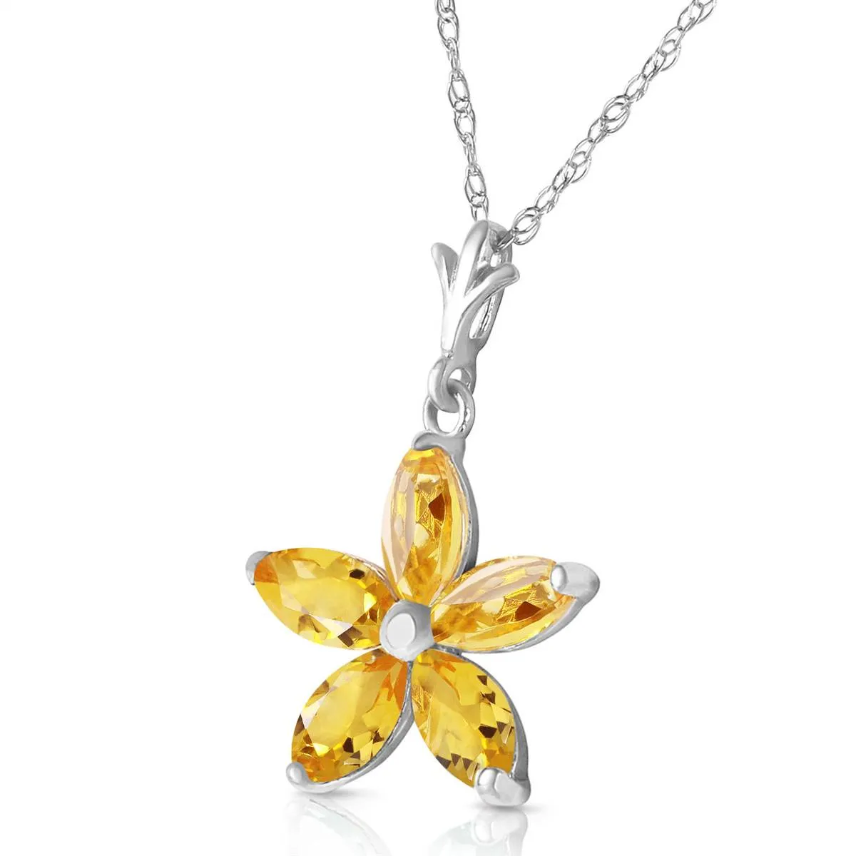 1.4 Carat 14K Solid White Gold Cheer In My Heart Citrine Necklace