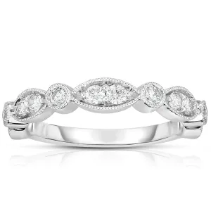 14 Stone Diamond Ring On 14K White Gold