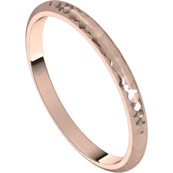 14K Gold 2 mm Half Round Band with Hammered Texture