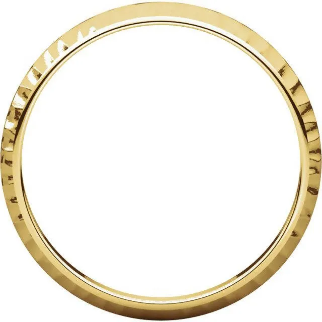 14K Gold 2 mm Half Round Band with Hammered Texture