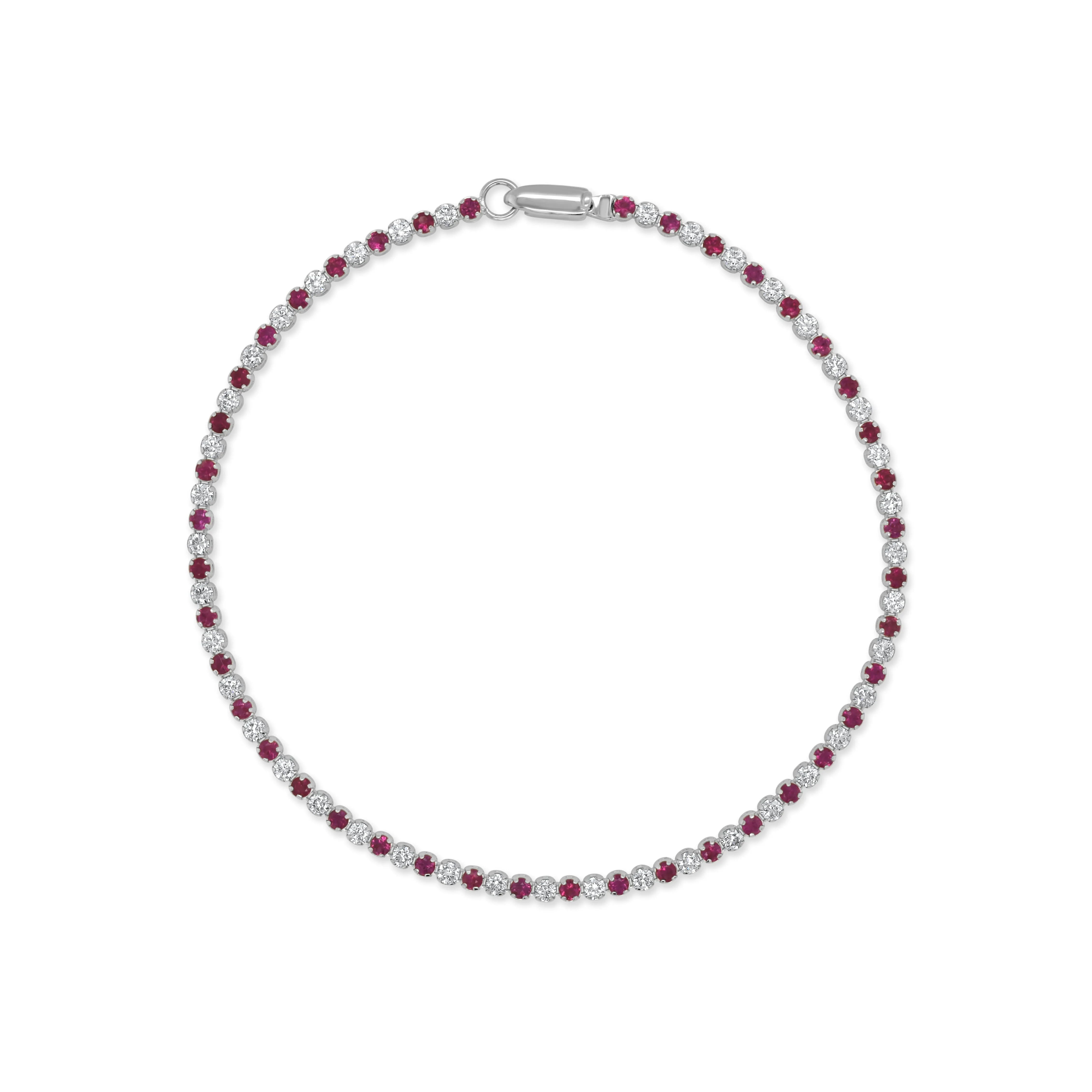 14K Gold Ruby & Diamond Alternating Tennis Bracelet