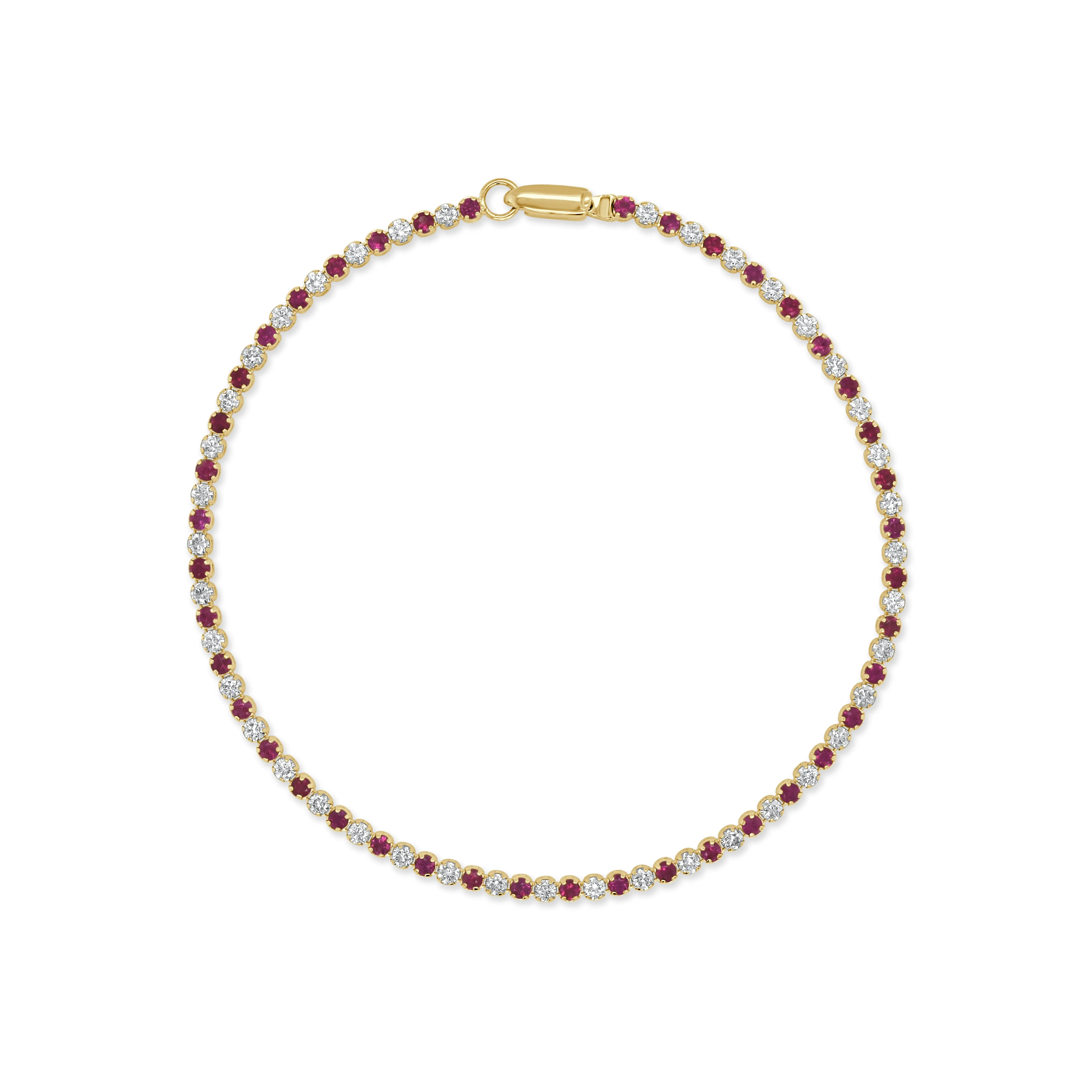 14K Gold Ruby & Diamond Alternating Tennis Bracelet