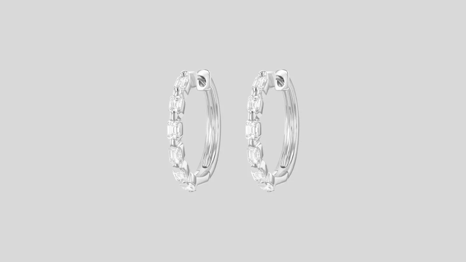 14K H-I/SI Emerald Cut Multiple Diamond Hoops