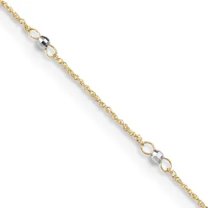 14k Two-tone Gold Ropa Mirror Bead Anklet