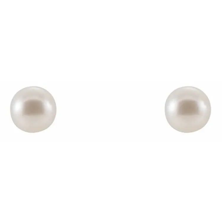 14K White Cultured White Freshwater Pearl Earrings