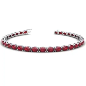 14K White Gold Oval Ruby Bracelet (10.88ctw)