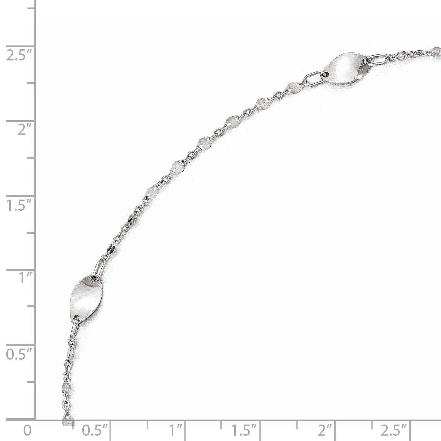 14k White Gold Polished Finish Anklet with 1in ext. Anklet