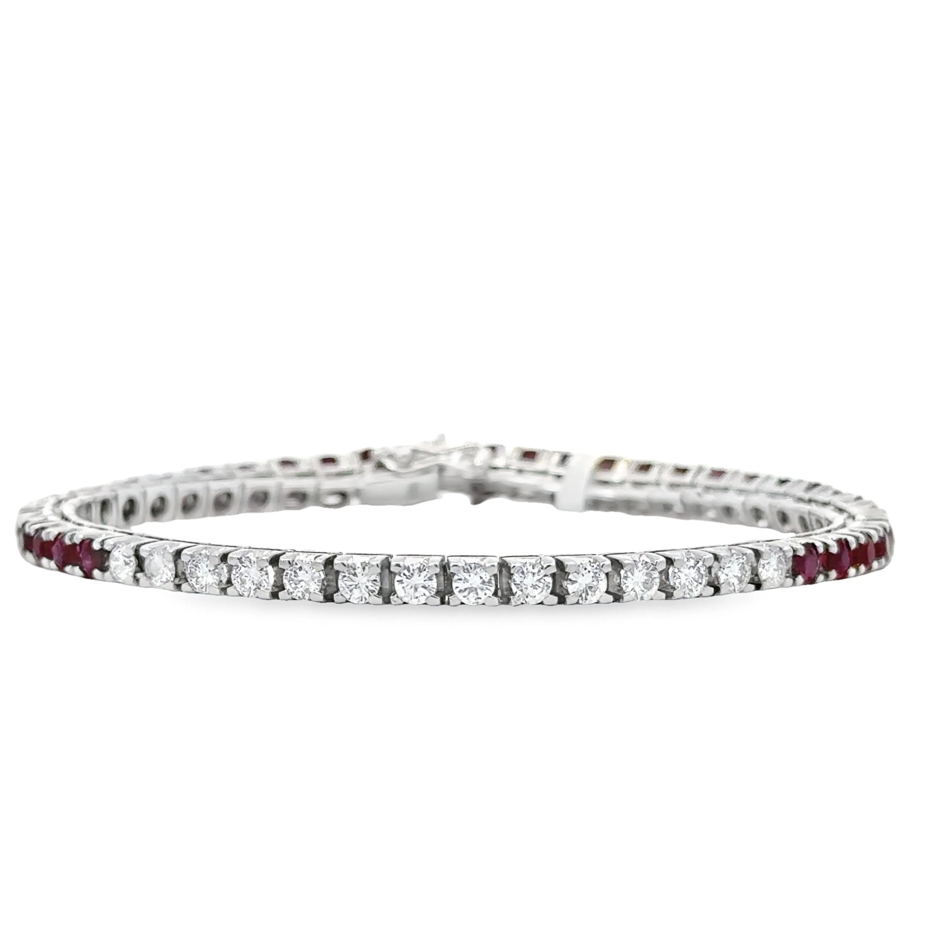 14k White Gold Ruby And Diamond Tennis Bracelet