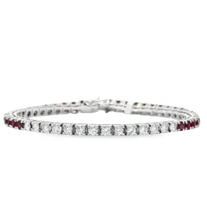 14k White Gold Ruby And Diamond Tennis Bracelet