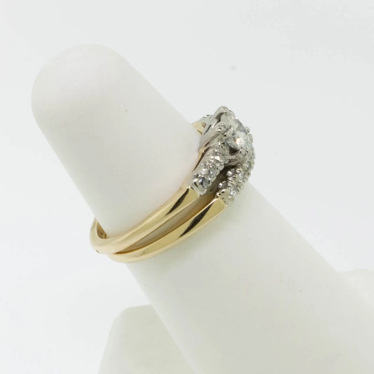 14K White/Yellow Gold Diamond Wedding Set Approx. .57ctw .41ct Center Preowned