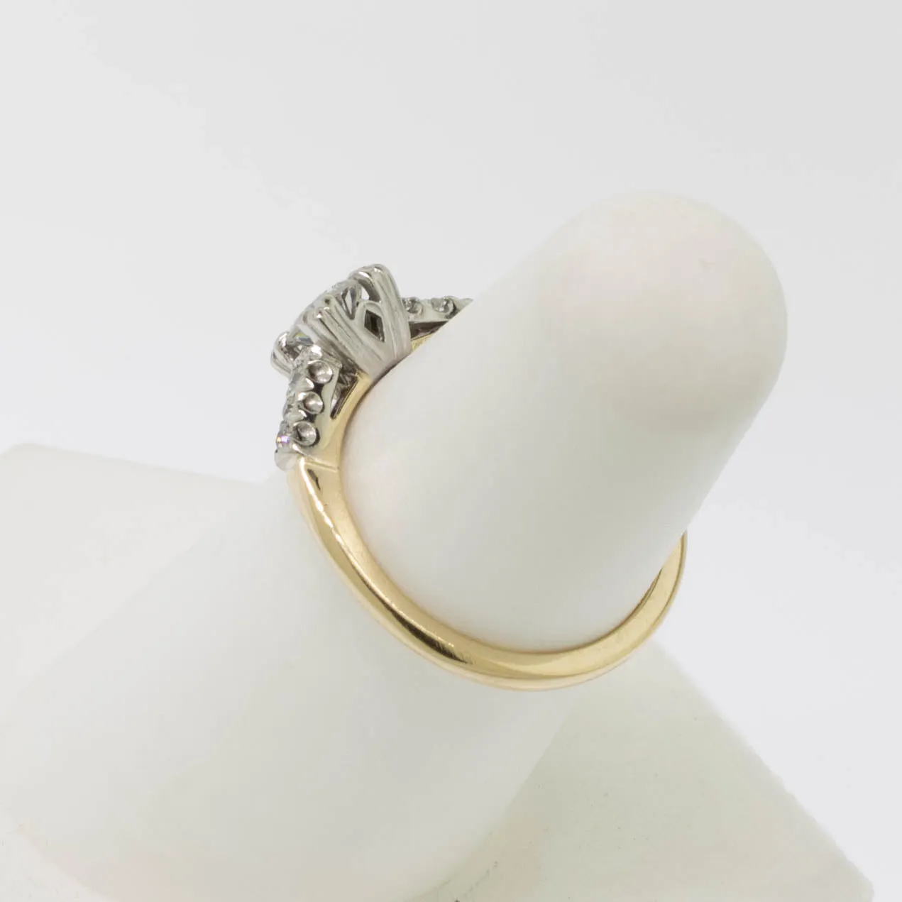 14K White/Yellow Gold Diamond Wedding Set Approx. .57ctw .41ct Center Preowned