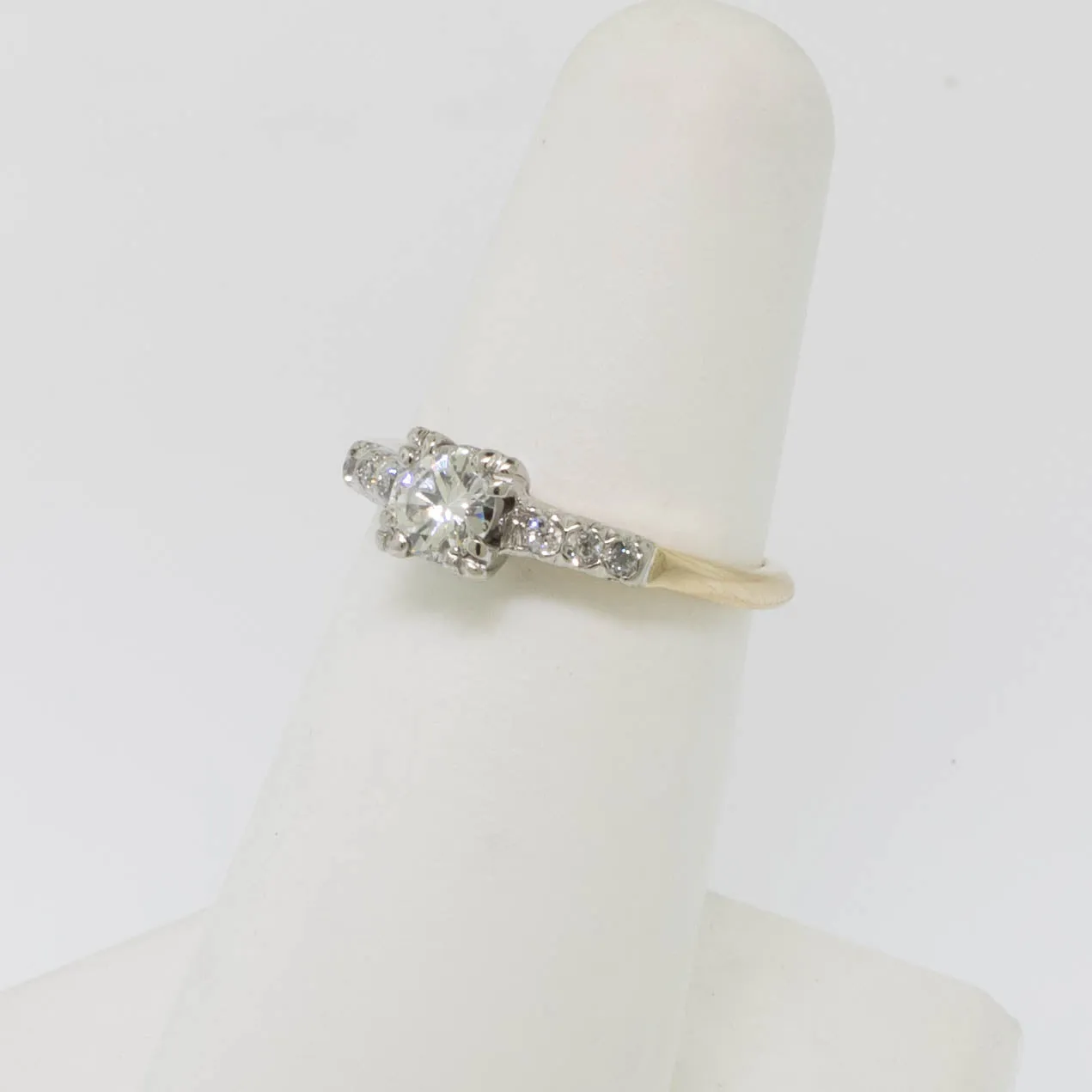 14K White/Yellow Gold Diamond Wedding Set Approx. .57ctw .41ct Center Preowned