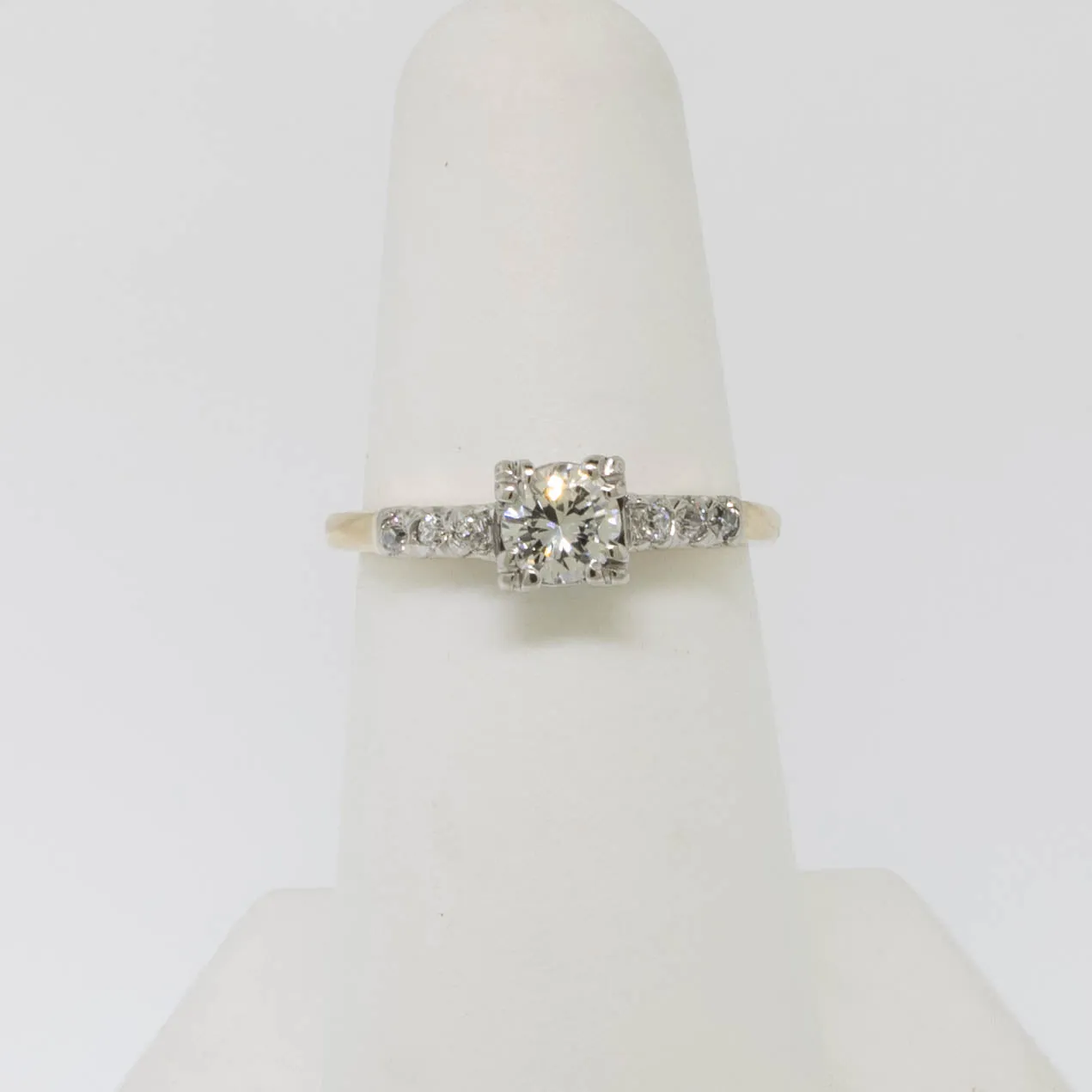 14K White/Yellow Gold Diamond Wedding Set Approx. .57ctw .41ct Center Preowned