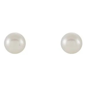 14K Yellow 6-6.5 mm Cultured White Freshwater Pearl Earrings