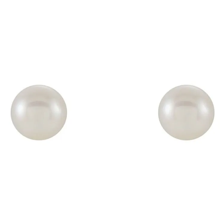 14K Yellow 6-6.5 mm Cultured White Freshwater Pearl Earrings