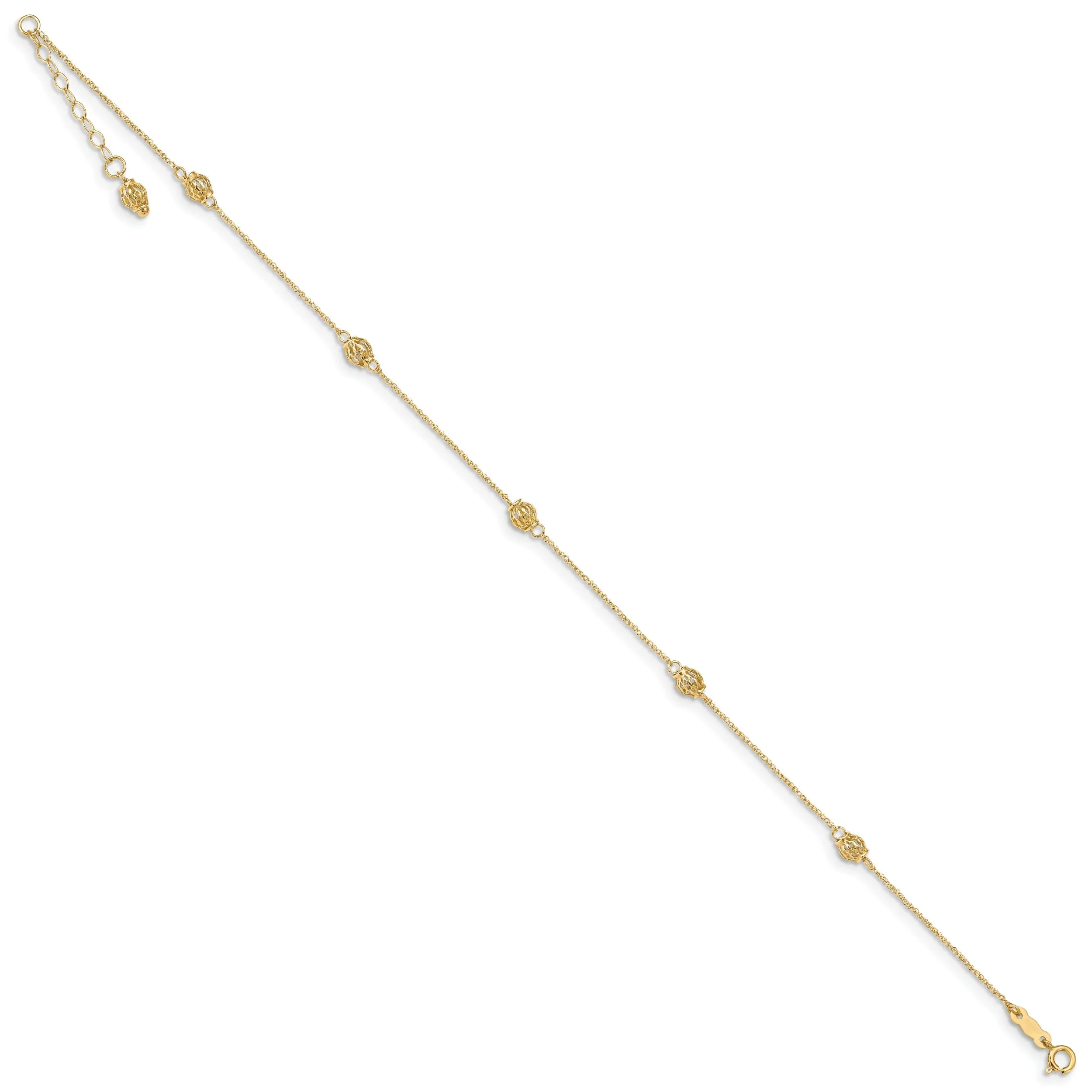 14K Yellow Gold Bead Anklet