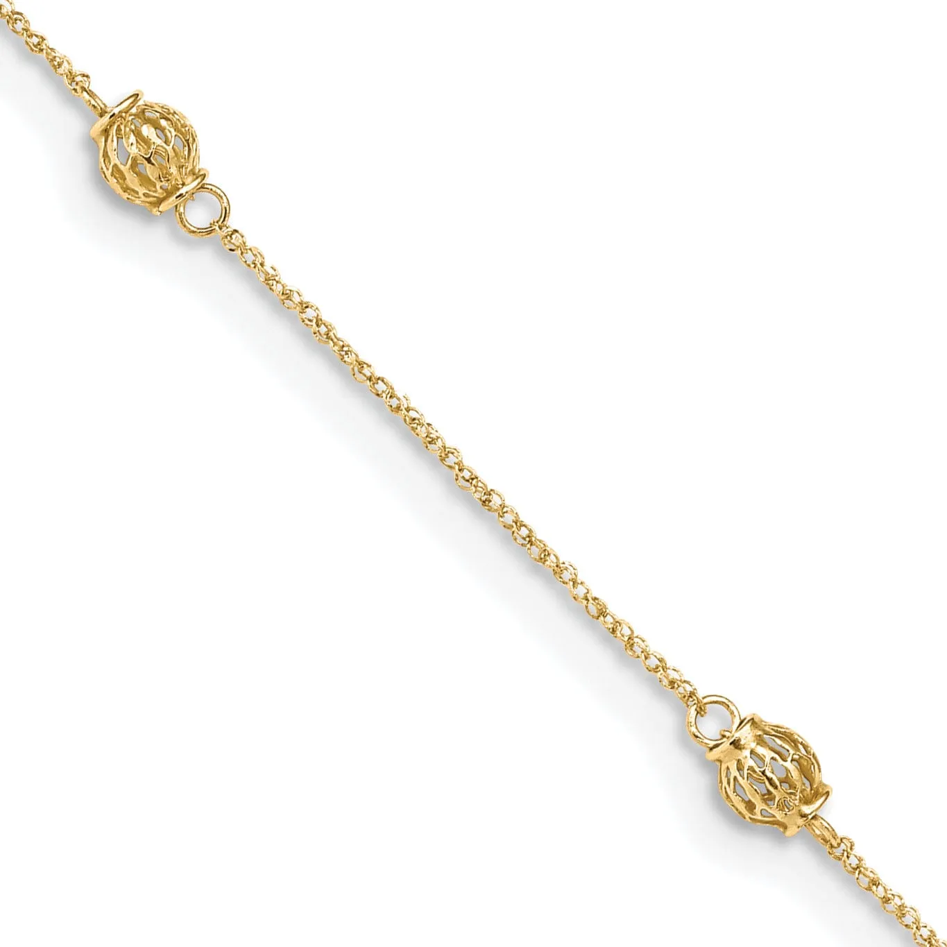 14K Yellow Gold Bead Anklet