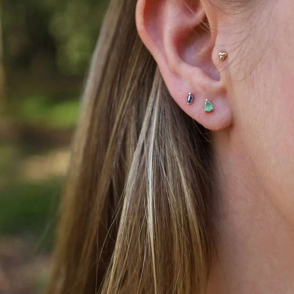 14k Yellow Gold Emerald Pear Post Earrings