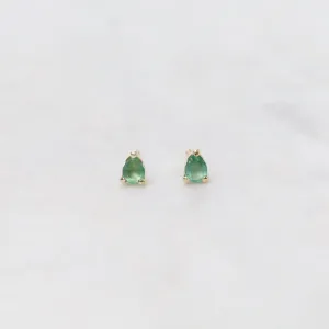 14k Yellow Gold Emerald Pear Post Earrings