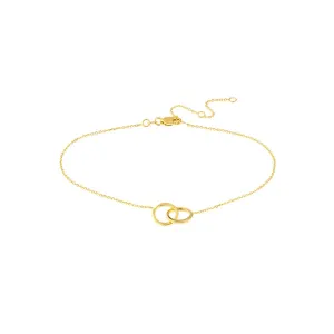 14K Yellow Gold Intertwined Circles Adjustable Anklet