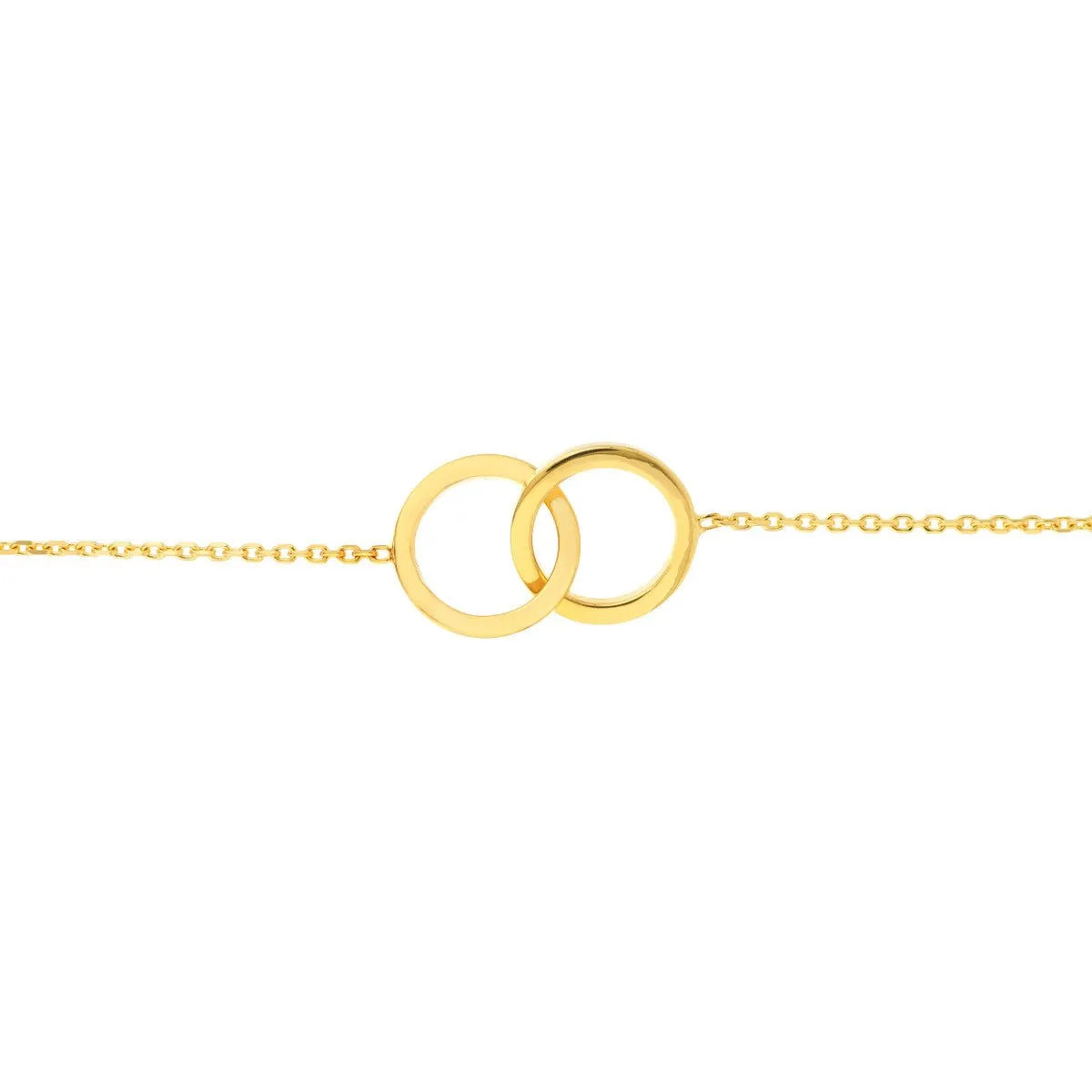 14K Yellow Gold Intertwined Circles Adjustable Anklet