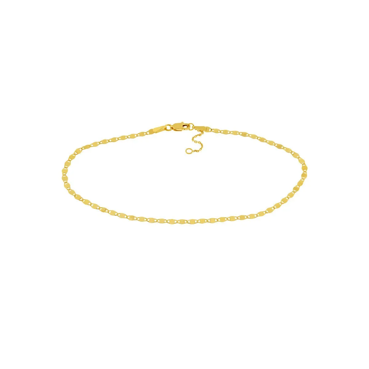 14K Yellow Gold Valentino Chain Adjustable Anklet