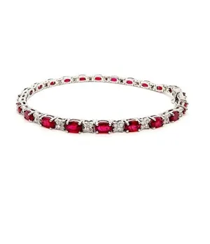 14kn White Gold 6.85 Ct Ruby, 0.88 Ct Diamond Bracelet