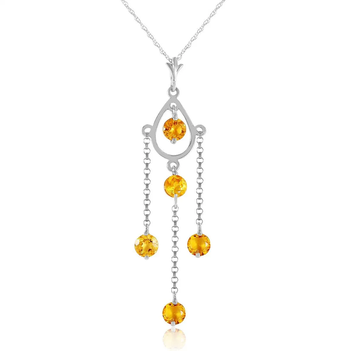 1.5 Carat 14K Solid White Gold Deeds Citrine Necklace