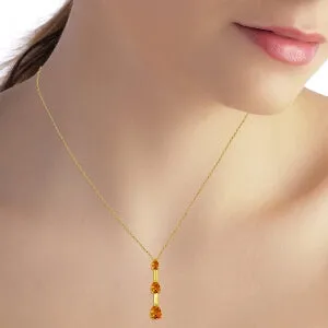 1.71 Carat 14K Solid Yellow Gold Engulfing Flames Citrine Necklace