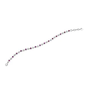 18ct White Gold 1.35ct Ruby And 1.40ct Diamond Line Bracelet