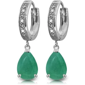 2.03 Carat 14K Solid White Gold Smart Savvy Emerald Diamond Earrings