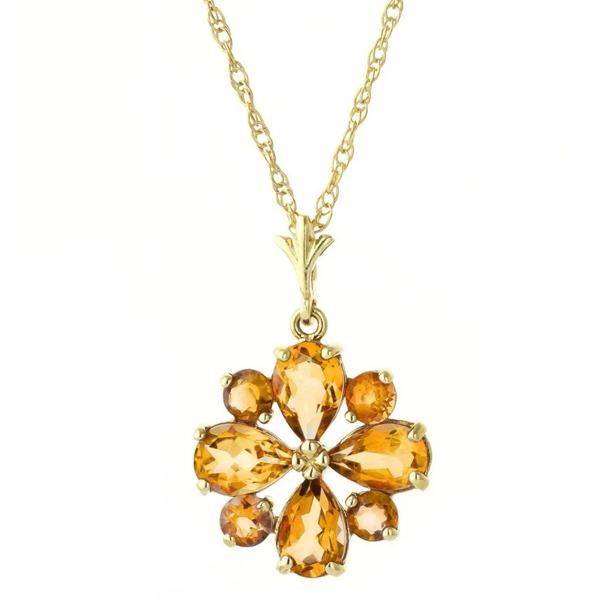 2.43 Carat 14K Solid Yellow Gold Ray Of Life Citrine Necklace