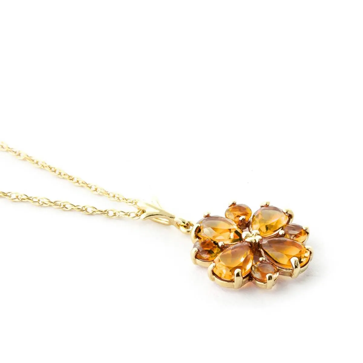 2.43 Carat 14K Solid Yellow Gold Ray Of Life Citrine Necklace