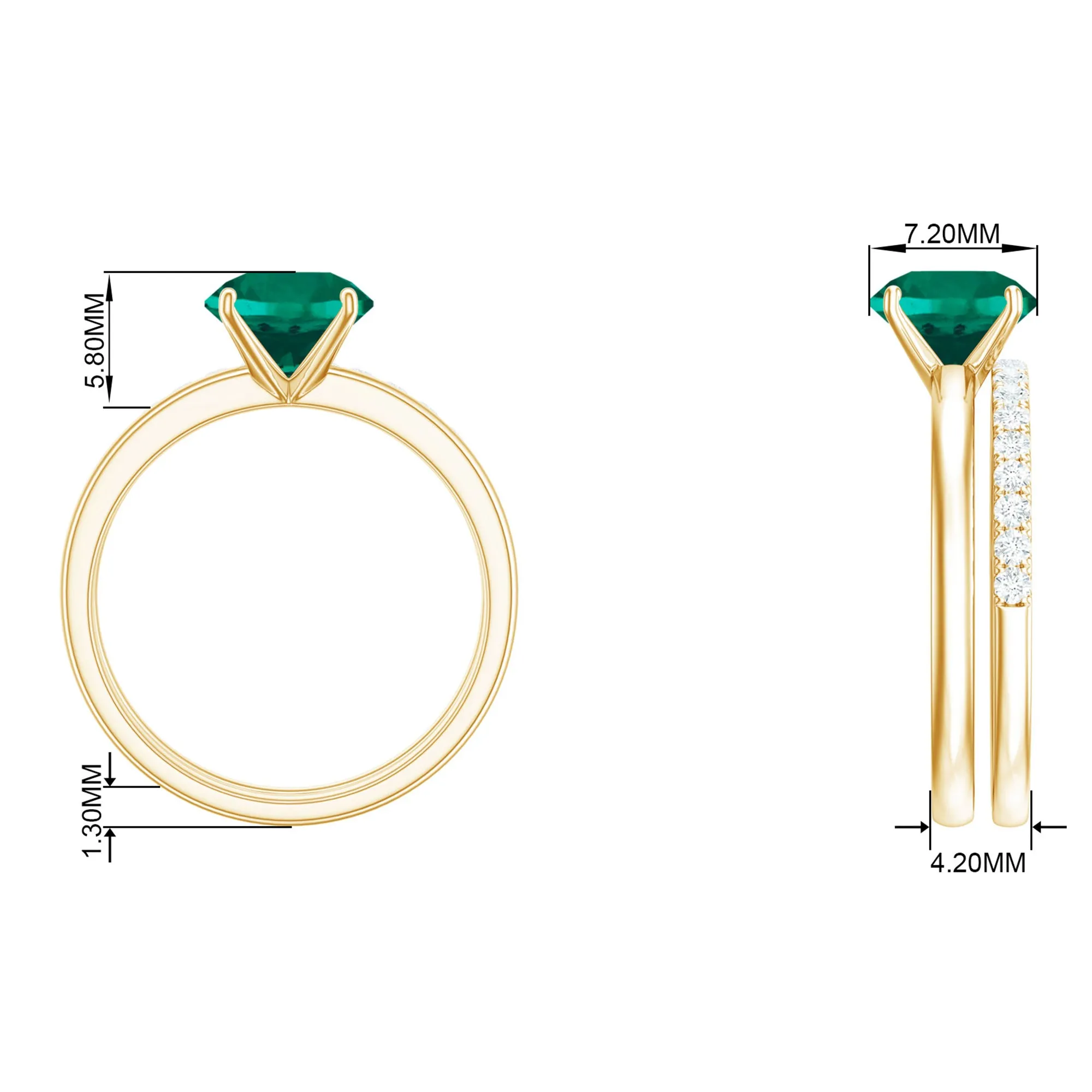 2.75 CT Created Emerald Solitaire Bridal Ring Set with Diamond