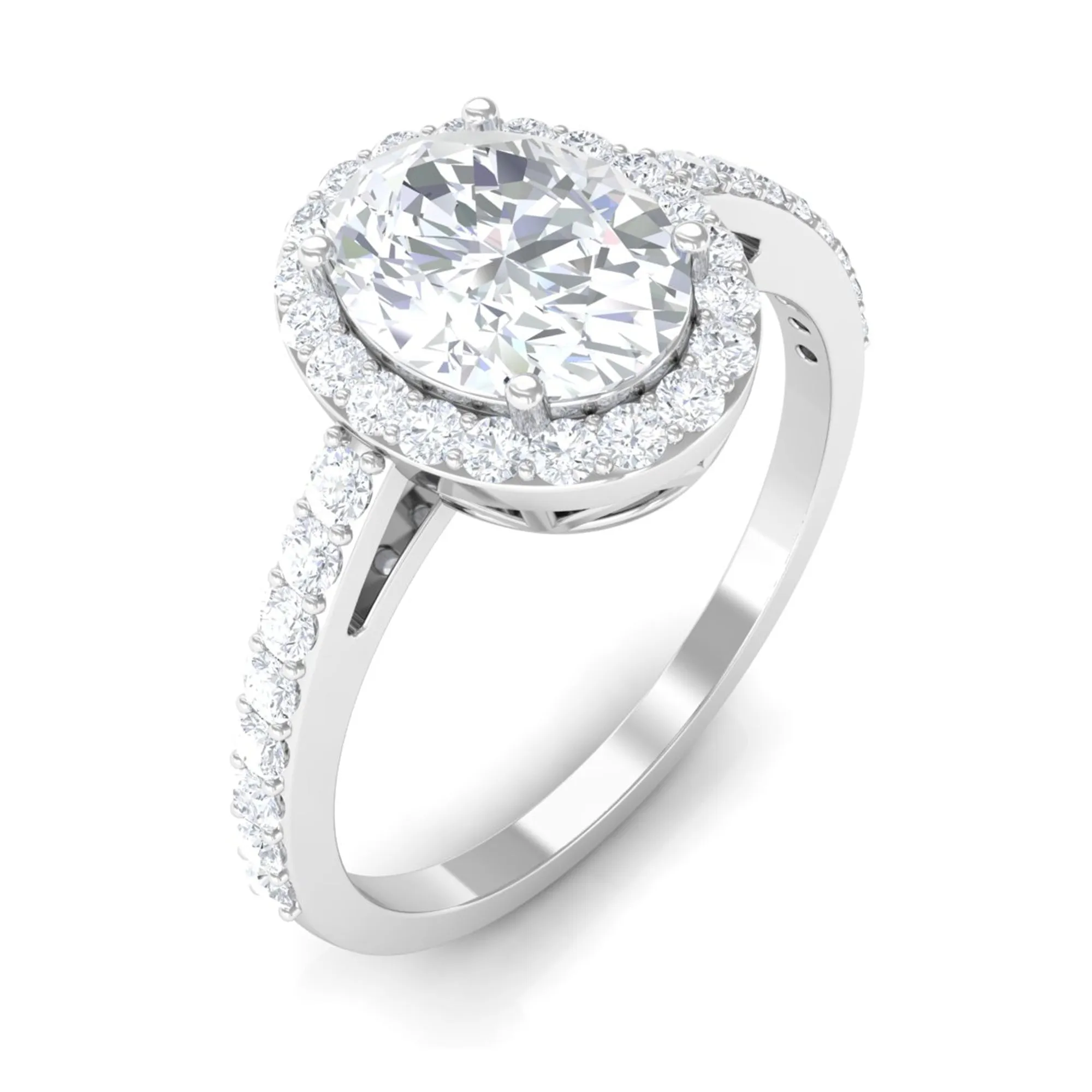 2.75 CT Simple Zircon Oval Engagement Ring with Halo