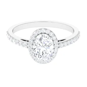 2.75 CT Simple Zircon Oval Engagement Ring with Halo